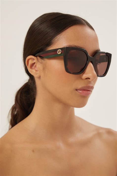 gucci dark havana square sunglasses|gucci 59mm square sunglasses.